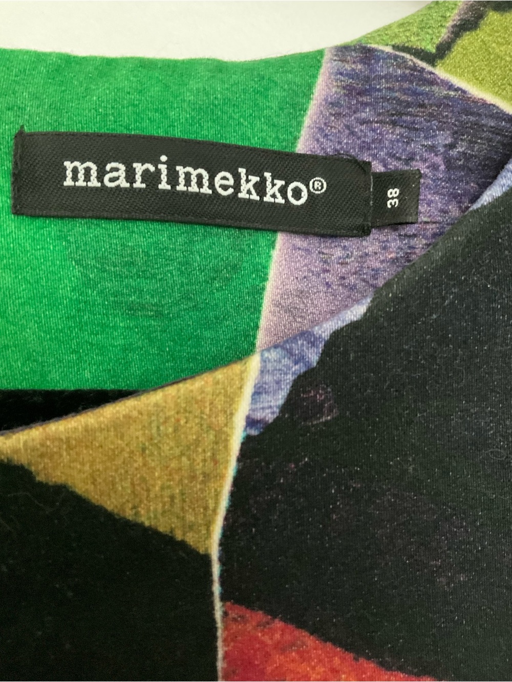 Marimekko Black Multicolor Abstract Patchwork Long Sleeve Dress - Picture 3 of 3